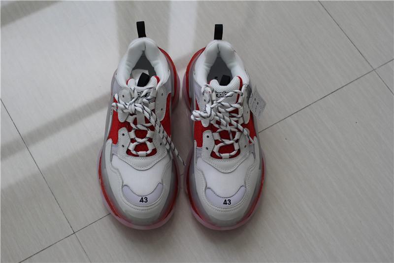 PK GOD PARIS TRIPLE S CLEAR SOLE TRAINER 19ss Red and White READY TO SHIP